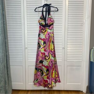 Dave & Johnny | Pink and Yellow Patterned Halter Dress | Size 0